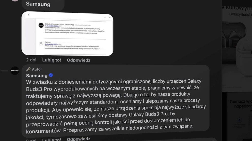 Samsung Galaxy Buds 3 Pro producent zawiesza dostawę